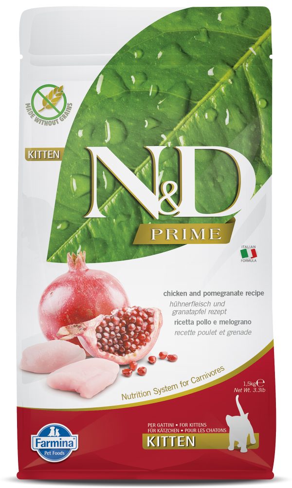 N&D Prime Chicken & Pomegranate Grain free Cat Dry Food Kitten 1.5kg