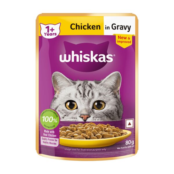 Whiskas Chicken in Gravy Adult (1+ Years) Wet Cat Food 80g