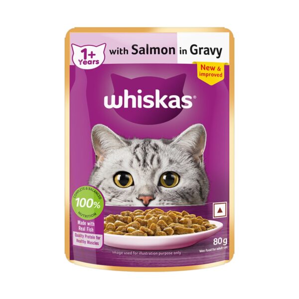 Whiskas Salmon in Gravy Adult (1+ Years) Wet Cat Food 80g