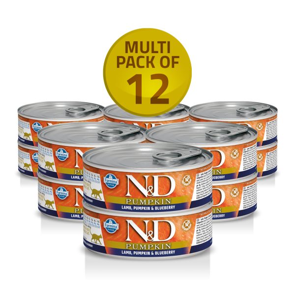 N&D Pumpkin Cat Wet Food Adult (Lamb, Pumpkin & Blueberry) 80g x 12pack - Image 2