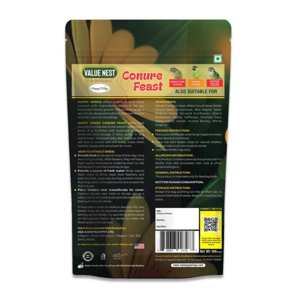 Happy Wings Value Nest Conure Feast 500g - Image 2