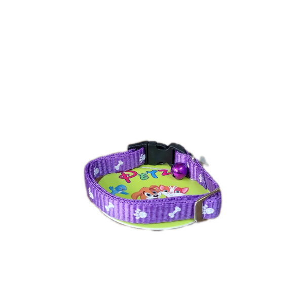 Fancy Cat Collar with Bell - Bone & Paw Print Pattern Purple