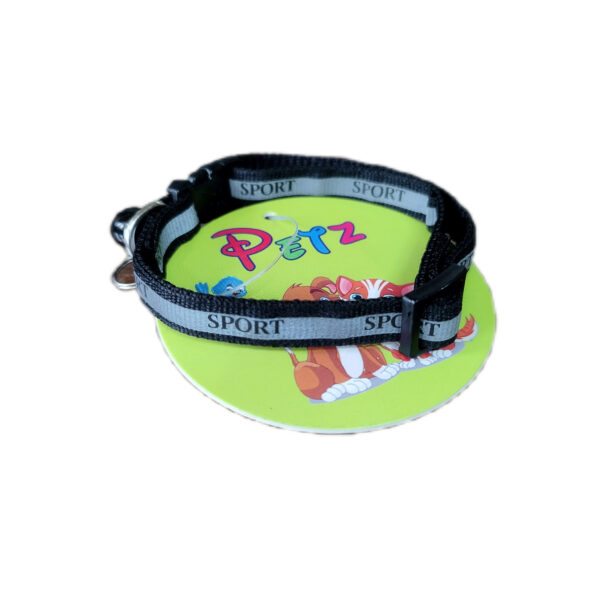 Fancy Cat Collar with Bell - Reflective SPORTS Pattern Black