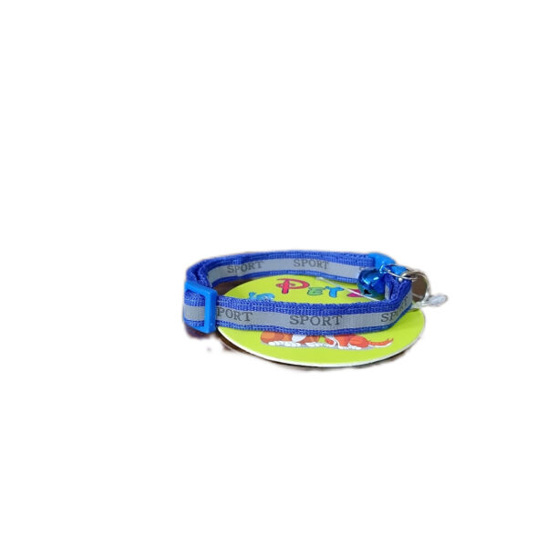 Fancy Cat Collar with Bell - Reflective SPORTS Pattern Blue