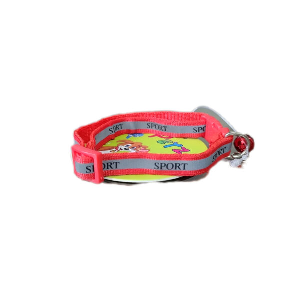 Fancy Cat Collar with Bell - Reflective SPORTS Pattern Red
