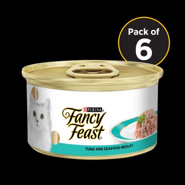 Fancy Feast Tuna & Seafood Medley Tin Pack Of 6 + 1 – 595g