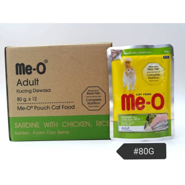 Me-O Pouch Adult Sardine With Chicken & Rice 80g x 12