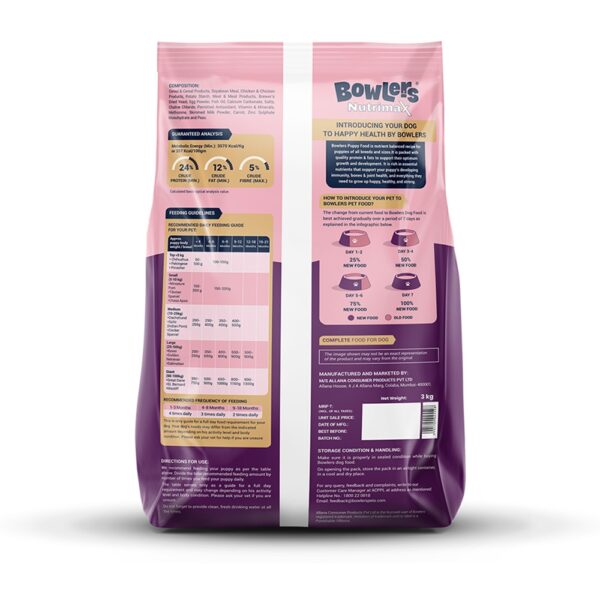 Bowlers Chicken and Milk Nutrimax Puppy Dog Dry Food - 3kg - Image 2