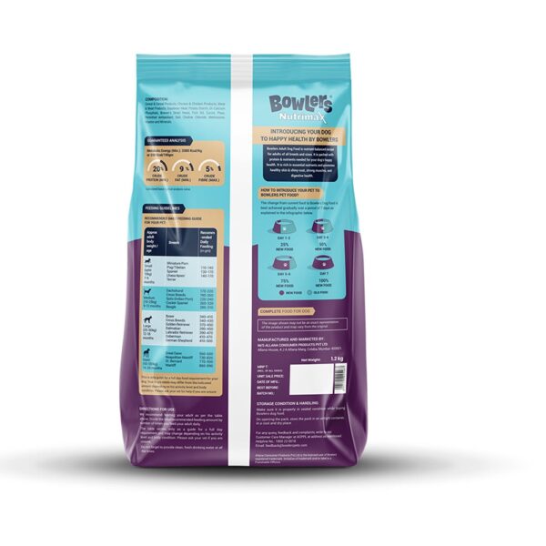 Bowlers Nutrimax Chicken and Vegetables Adult Dog Dry Food - 1.2kg - Image 2